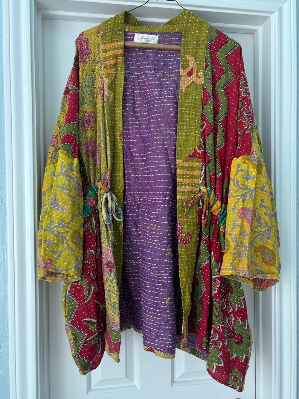 Kantha Bae Bohemian Patchwork Multicolor Kimono Sweater Jacket